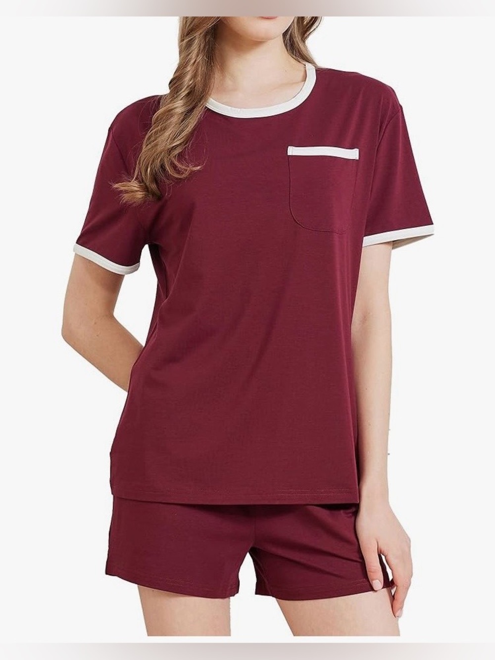 netdraw Women's Ultra Soft Bamboo Viscose Pajama Sets. Wine Red, Small
